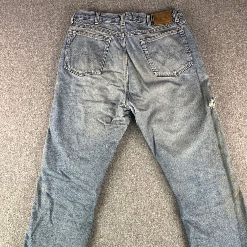 Wrangler Jeans Mens 36x30 Rugged Wear Blue Fleece Lined Insulated Distressed - Picture 2 of 13